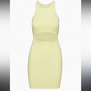 Aritzia Wilfred Ribbed Cut-Out Mini Dress in Pastel Yellow 2XS XXS